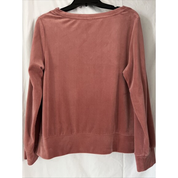 Soma Wkend SOFT Velour Rose Pullover Pajama Sweater Comfort Top Size L EUC - Picture 5 of 9